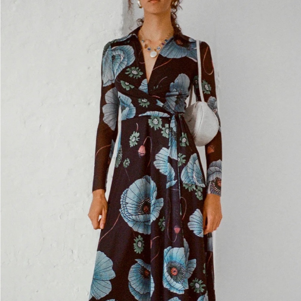 Wray Blue Floral Wrap Dress